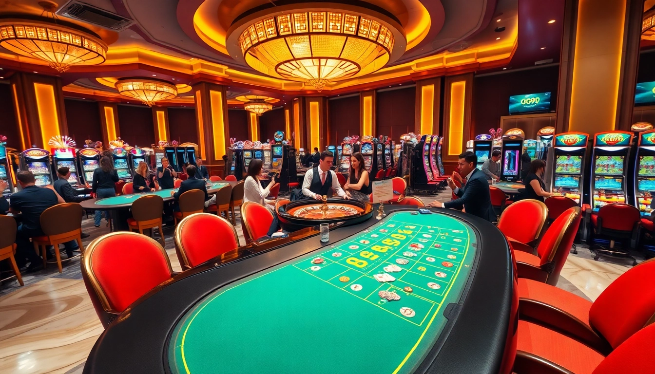 Players enjoying the thrilling atmosphere at GO99 casino games with vibrant action.