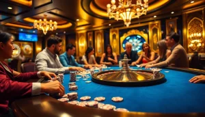 Engaging gameplay at the 79 king casino table with vibrant chips and cards.