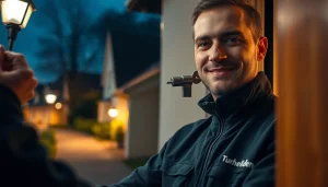 Erfahrener Schlüsseldienst-Mitarbeiter führt in Pforzheim eine beschädigungsfreie Türöffnung mit modernen Werkzeugen durch.