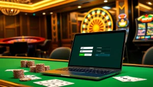 Enhance your Onicplay login experience with a luxurious online casino setting featuring poker chips and a roulette wheel.
