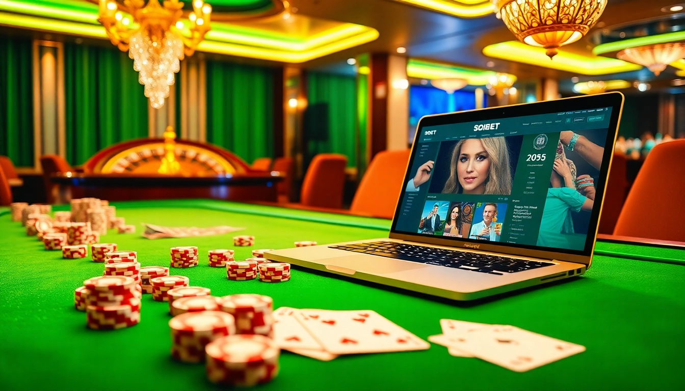 Engaging scene showcasing https://soibet.vision/ with poker chips and a vibrant roulette wheel.