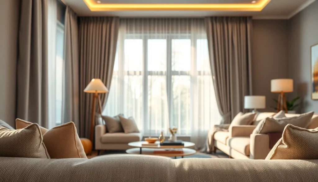 Verduisterende gordijnen bieden stijl en comfort in een moderne woonkamer.