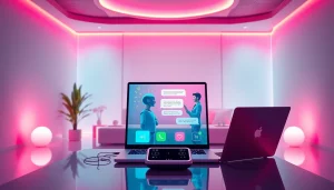 Engaging AI sex interactions in a modern digital environment with charming characters.