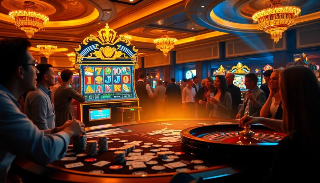Play the engaging olympus slot machine in a vibrant casino environment filled with excitement.