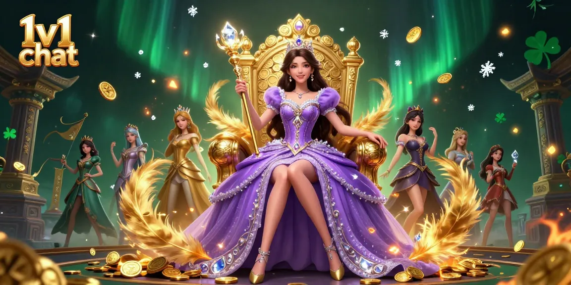 Engage in 1v1 chat with a vibrant casino-themed digital scene featuring stunning visuals and dynamic elements.