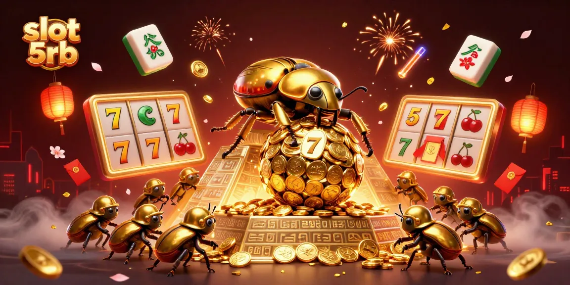 Experience the excitement of slot 5rb with a golden beetle and jackpot elements in dynamic casino illustration.